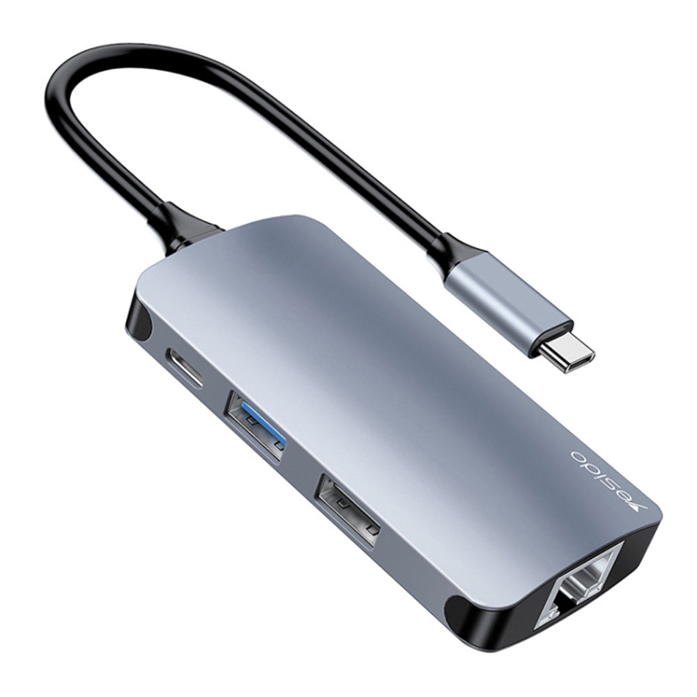 Hub USB-C Yesido HB15, 6in1, Sivi