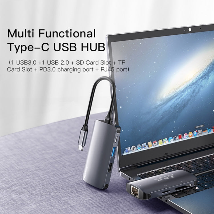 Hub USB-C Yesido HB15, 6in1, Sivi