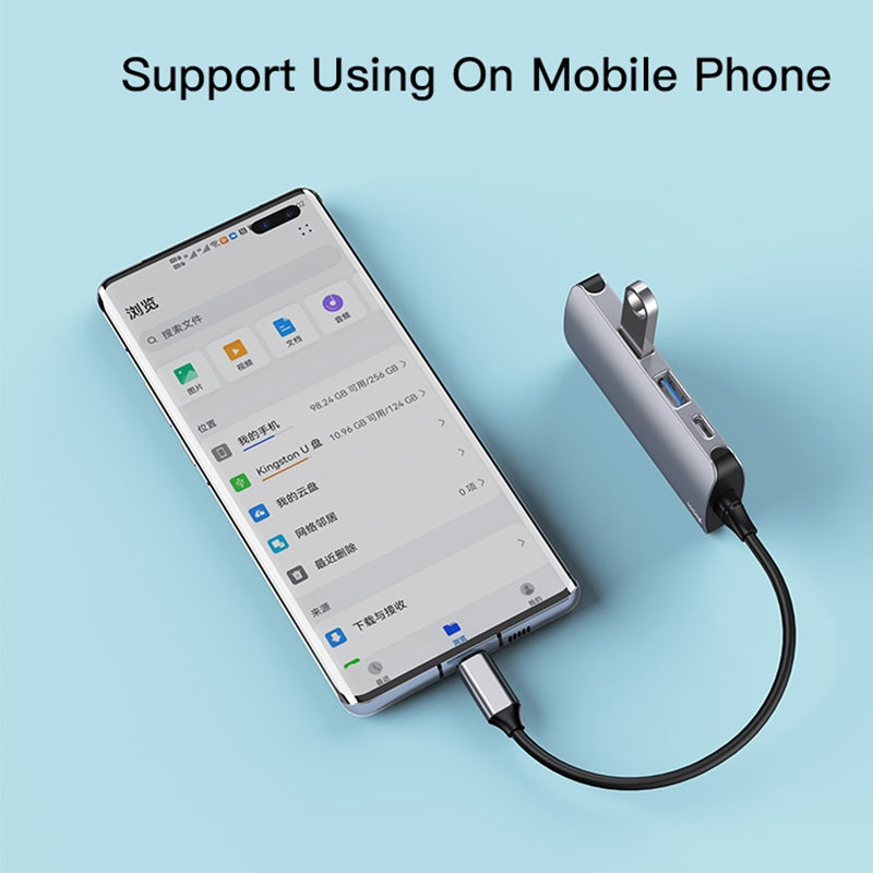 Hub USB-C Yesido HB15, 6in1, Sivi