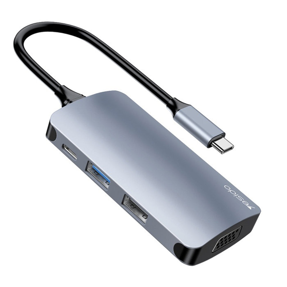 Hub USB-C Yesido HB16, 7u1, Sivi