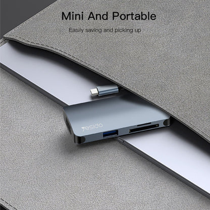 Hub USB-C Yesido HB16, 7u1, Sivi