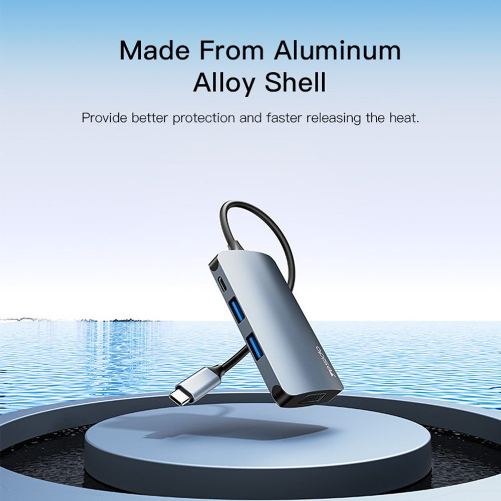 Hub USB-C Yesido HB16, 7u1, Sivi