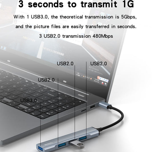 Hub USB-C Yesido HB17, 4in1, Sivi