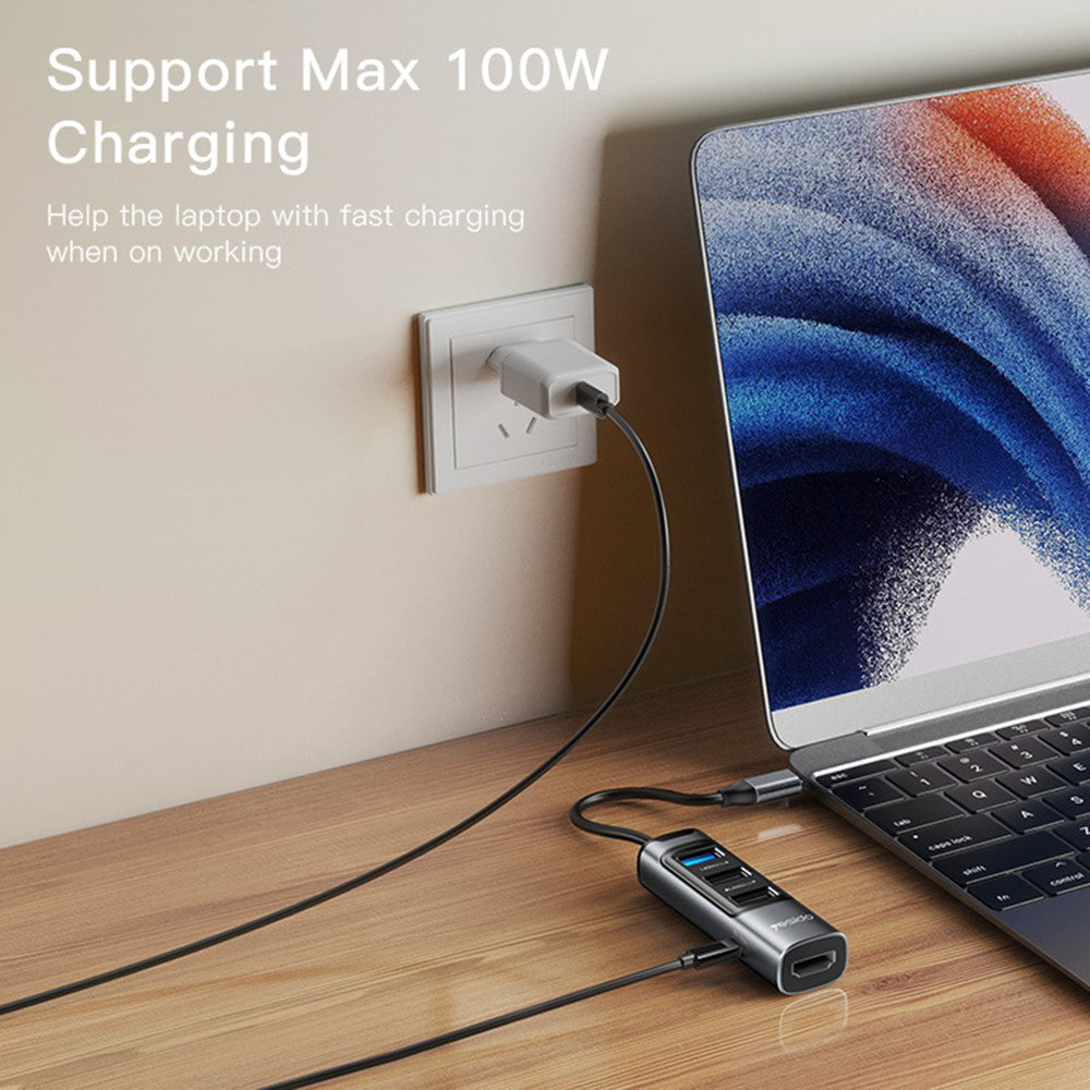 Hub USB-C Yesido HB22, 5in1, Sivi