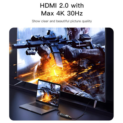 Hub USB-C Yesido HB22, 5in1, Sivi