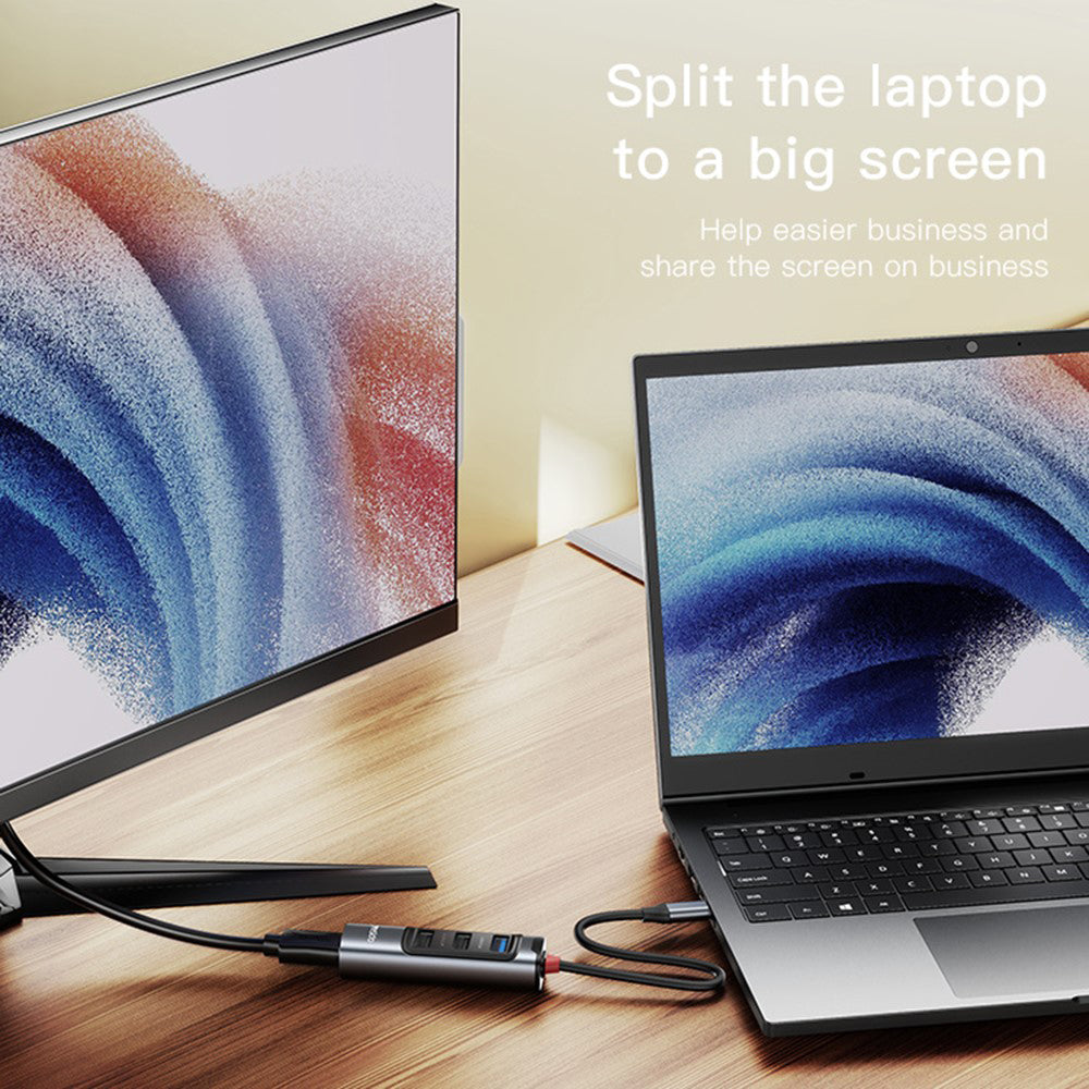 Hub USB-C Yesido HB22, 5in1, Sivi