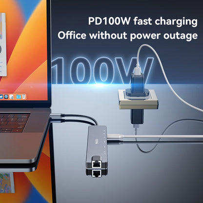 Hub USB-C Yesido HB27, 8u1, Sivi