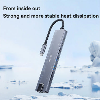 Hub USB-C Yesido HB27, 8u1, Sivi