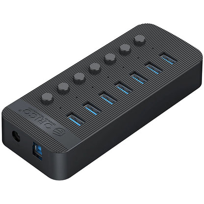 Hub USB Orico CT2U3-7AB, 7 x USB-A 3.0, Crni