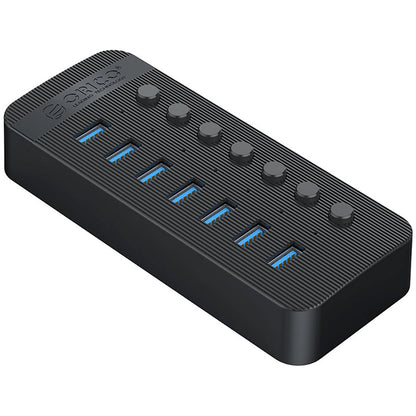 Hub USB Orico CT2U3-7AB, 7 x USB-A 3.0, Crni