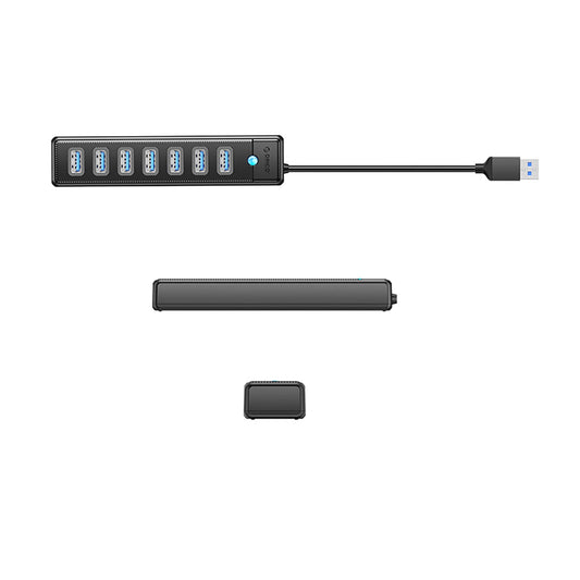 Hub USB Orico PW7U-U3, 7 x USB-A 3.0 - 1 x USB-C, Crni