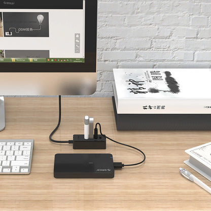 Hub USB Orico W5P-U2-100, 4 x USB-A, 1m, Crni