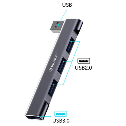 Hub USB Techsuit H14 ZenithDock, 4in1, Sivi