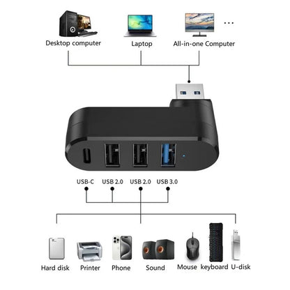 Hub USB Techsuit H17 SplitterNode, 4in1, Crni