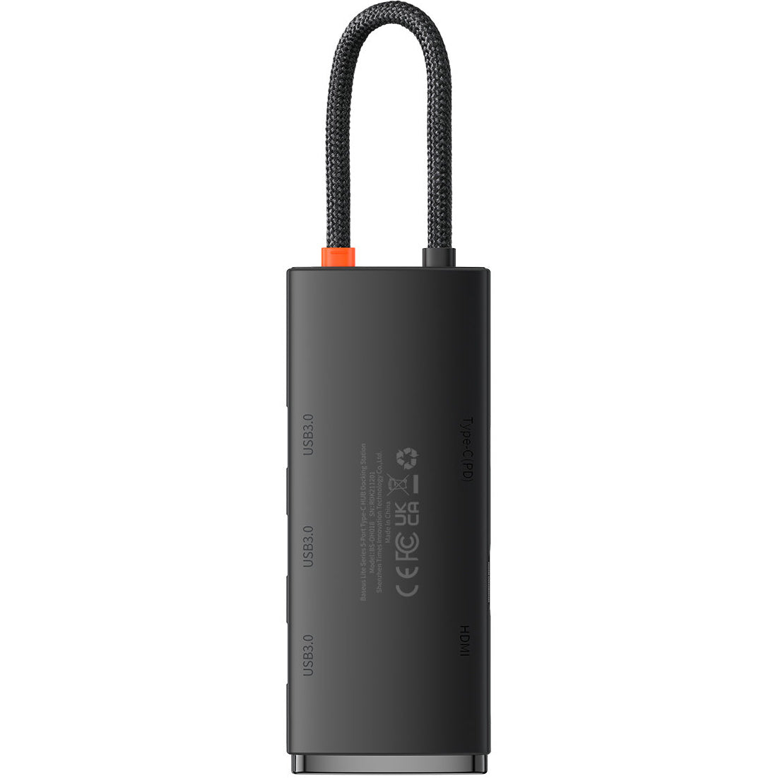 Hub USB-C Baseus Lite, 3 X USB-A 3.0 - USB-C - HDMI, Crna WKQX040001