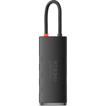 Hub USB-C Baseus Lite, 3 X USB-A 3.0 - USB-C - HDMI, Crna WKQX040001