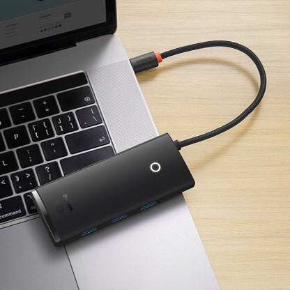 Hub USB-C Baseus Lite, 3 X USB-A 3.0 - USB-C - HDMI, Crna WKQX040001
