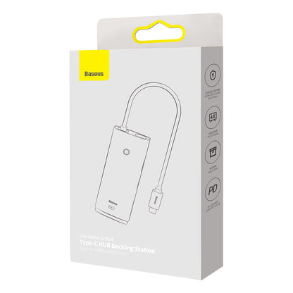 Hub USB-C Baseus Lite, 3 X USB-A 3.0 - USB-C - HDMI, Crna WKQX040001