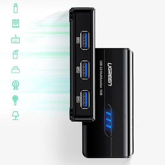 USB hub UGREEN 20265, 3 x USB-A 3.0 - 1 x RJ45, crni