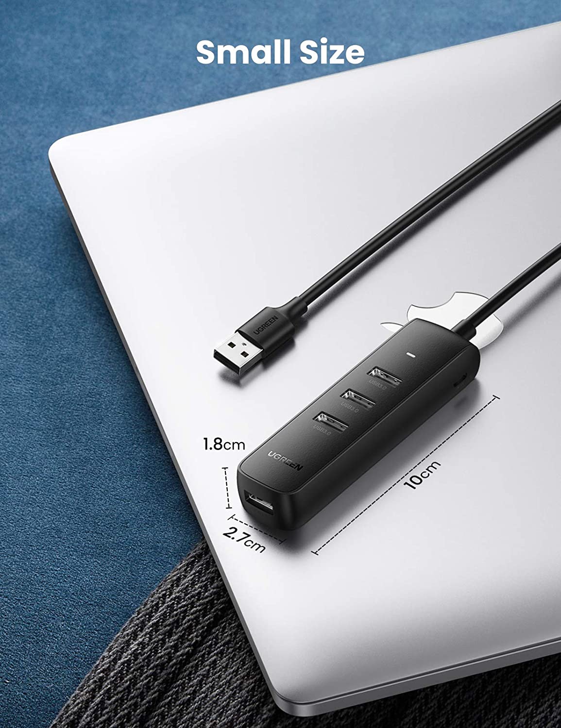 Hub USB UGREEN CM416, 4 x USB-A 3.0, 1m, Crni
