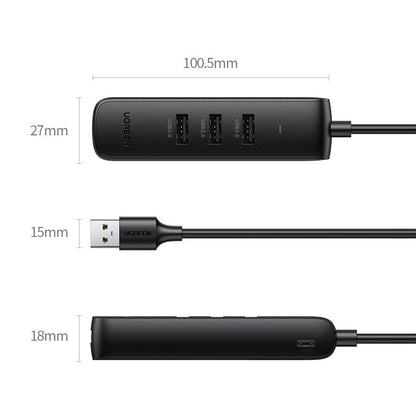 Hub USB UGREEN CM416, 4 x USB-A 3.0, 1m, Crni