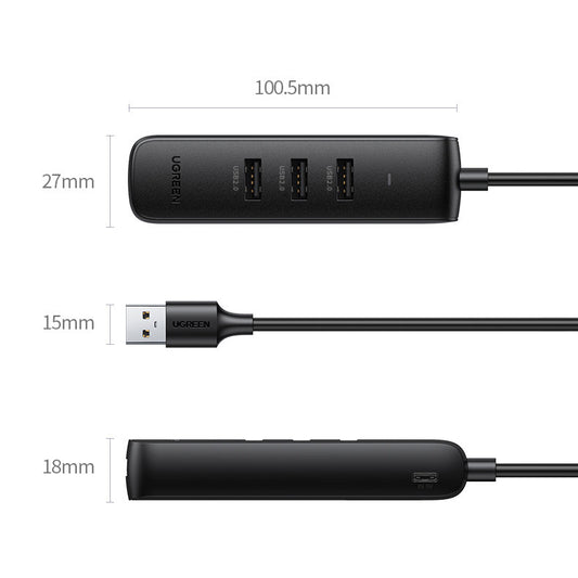 Hub USB UGREEN CM416, 4 x USB-A 3.0, 1m, Crni