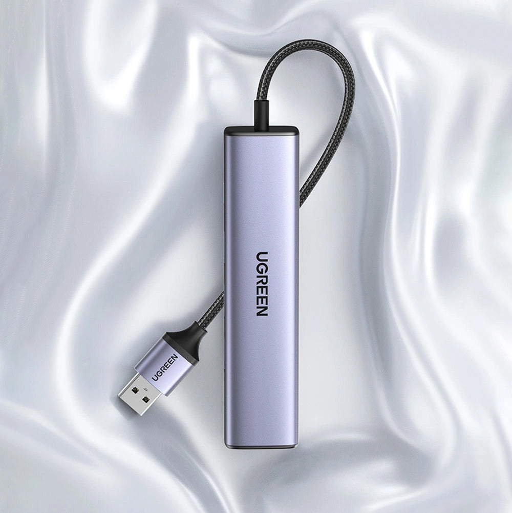 Hub USB UGREEN CM475, 3 x USB-A 3.0 - 1 x USB-C - 1 x RJ45, Sivi