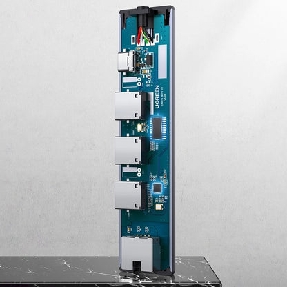 Hub USB UGREEN CM475, 3 x USB-A 3.0 - 1 x USB-C - 1 x RJ45, Sivi