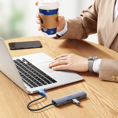 Hub USB UGREEN CM475, 3 x USB-A 3.0 - 1 x USB-C - 1 x RJ45, Sivi