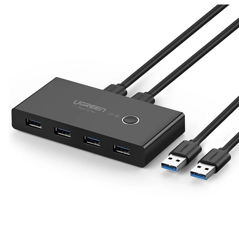 Hub USB UGREEN US216 Two Sharing Switch Box, 4 x USB-A 3.0, Crni