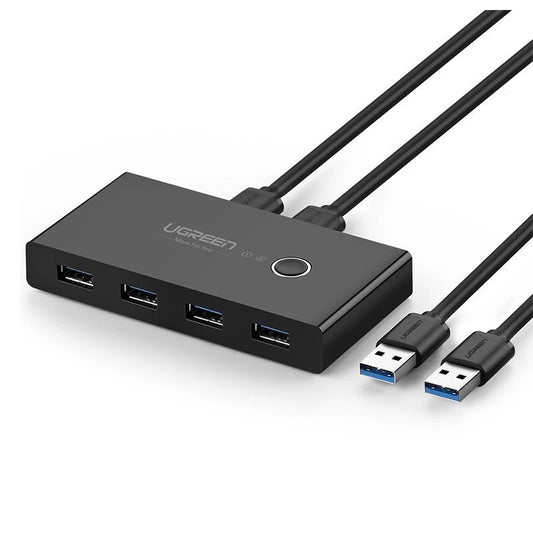 USB hub UGREEN US216 Two Sharing Switch Box, 4 x USB-A 3.0, crni