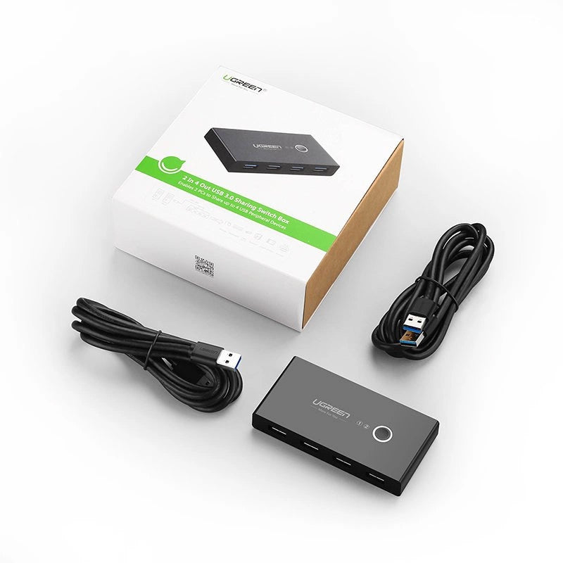 Hub USB UGREEN US216 Two Sharing Switch Box, 4 x USB-A 3.0, Crni