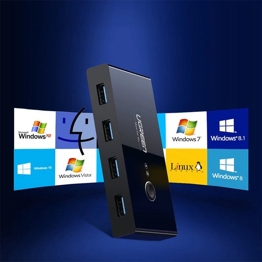 USB hub UGREEN US216 Two Sharing Switch Box, 4 x USB-A 3.0, crni