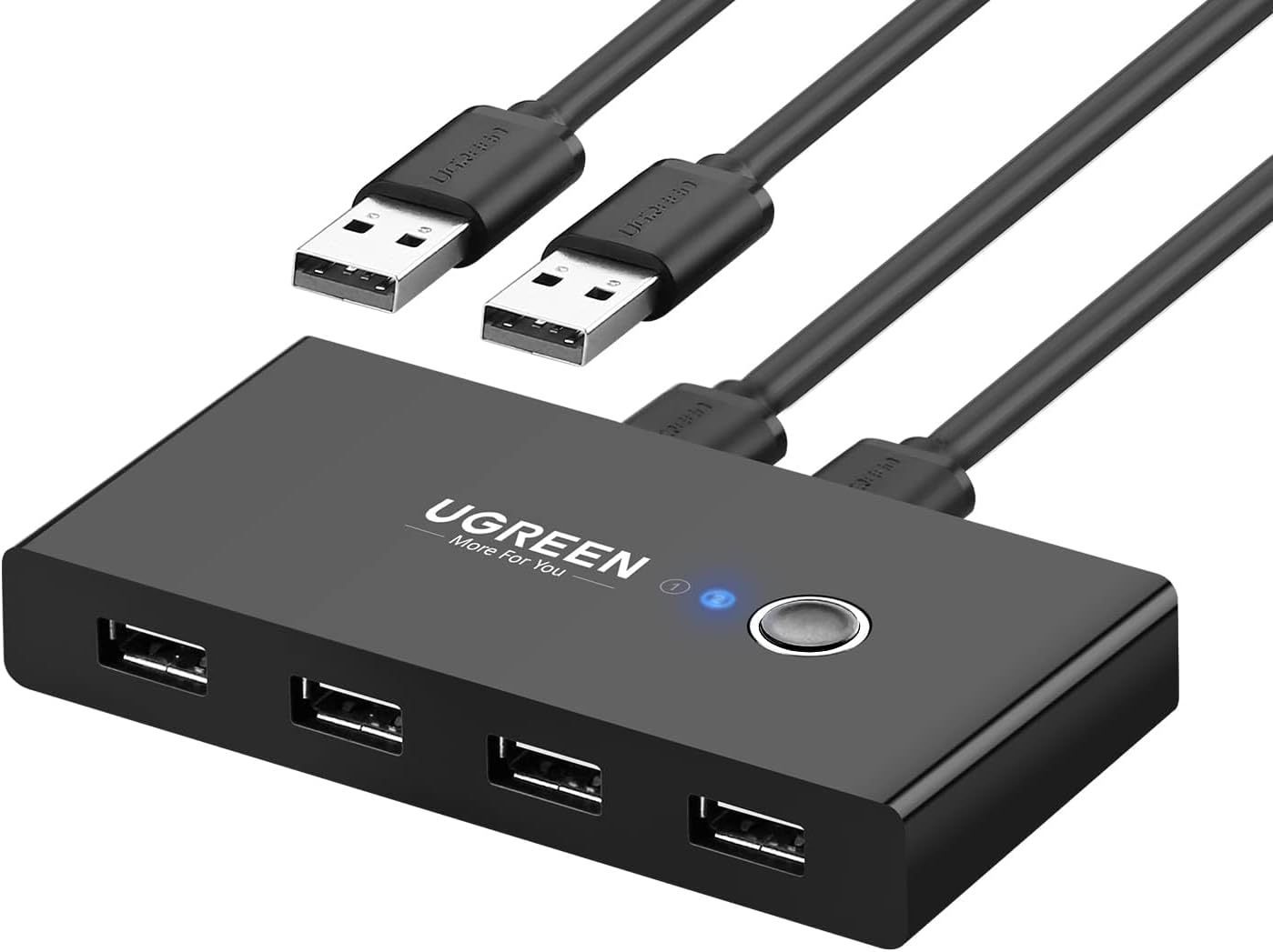 USB Hub UGREEN US216 Two Sharing Switch Box, 4 x USB-A, Crni