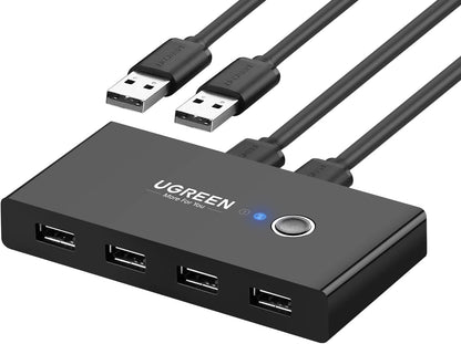 USB Hub UGREEN US216 Two Sharing Switch Box, 4 x USB-A, Crni
