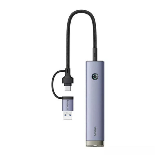 Hub USB / USB-C Baseus UltraJoy, 3 x USB-A 3.0 - 1 x USB-C - 1 x RJ45, Sivi B0005280B811-14