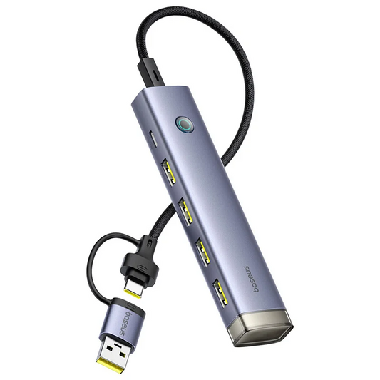 Hub USB / USB-C Baseus UltraJoy, 4 x USB-A 3.2 - 1 x USB-C, Sivi B0005280B811-15