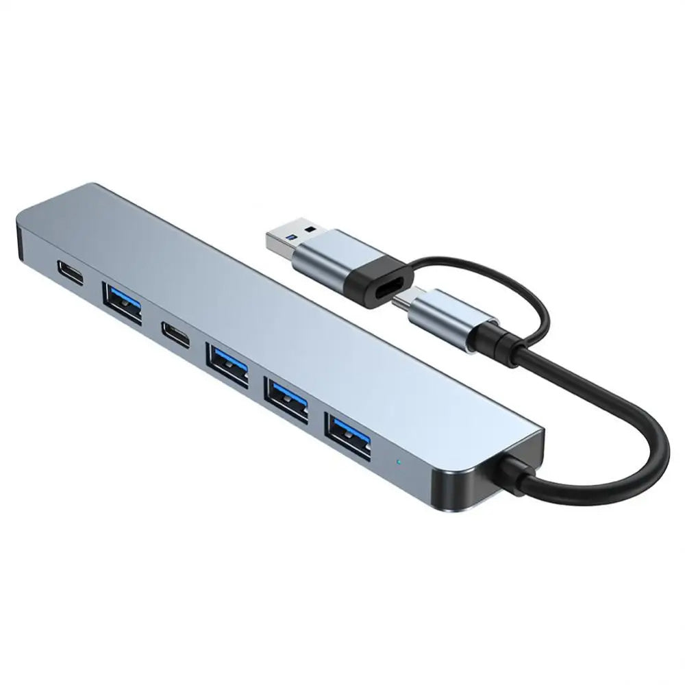 Hub USB / USB-C Techsuit H6 DataBridge, 7in1, Sivi