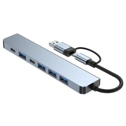 Hub USB / USB-C Techsuit H6 DataBridge, 7in1, Sivi