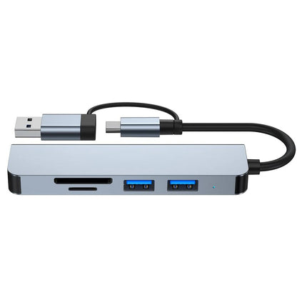Hub USB / USB-C Techsuit H7 DataBridge, 5in1, Sivi