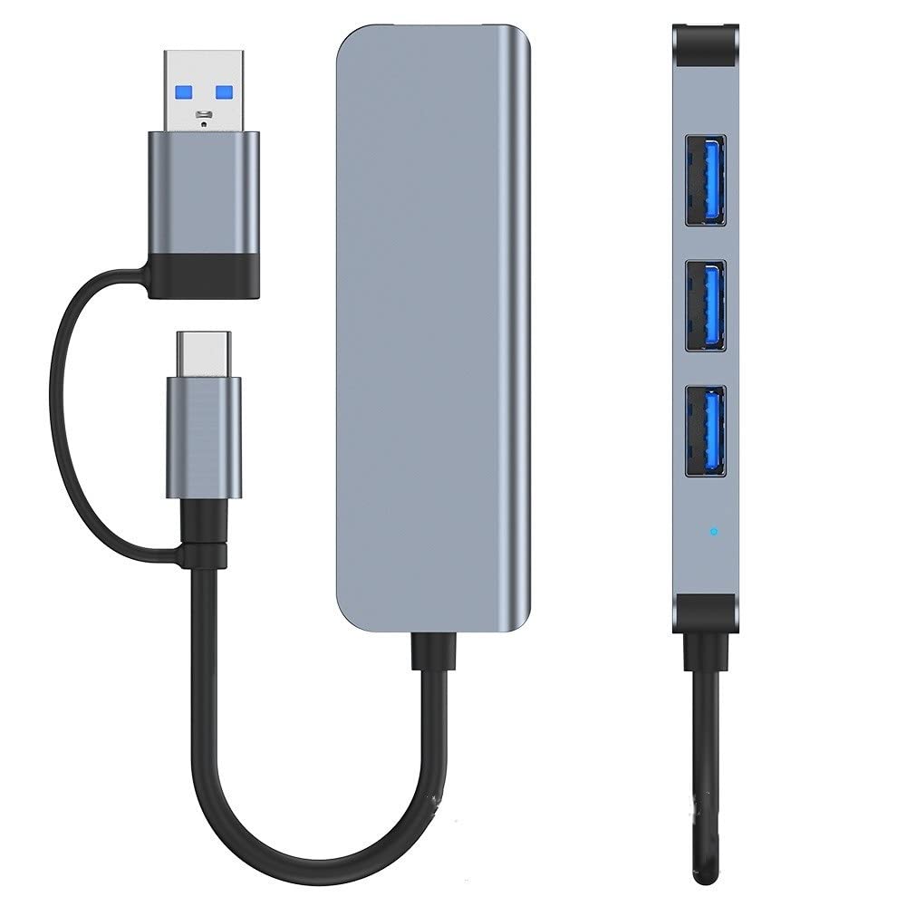 Hub USB / USB-C Techsuit H8 DataBridge, 4in1, Sivi