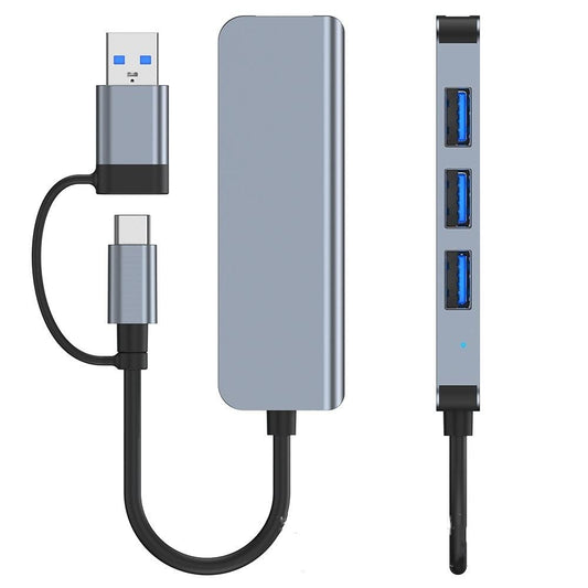 Hub USB / USB-C Techsuit H8 DataBridge, 4in1, Sivi