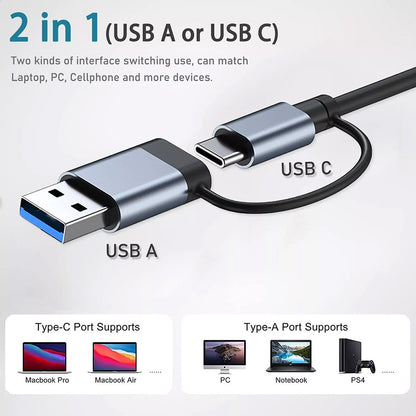 Hub USB / USB-C Techsuit H8 DataBridge, 4in1, Sivi