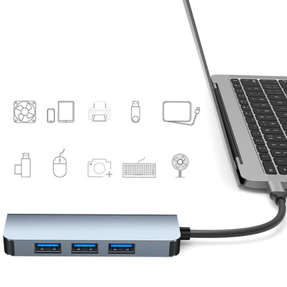 Hub USB / USB-C Techsuit H8 DataBridge, 4in1, Sivi