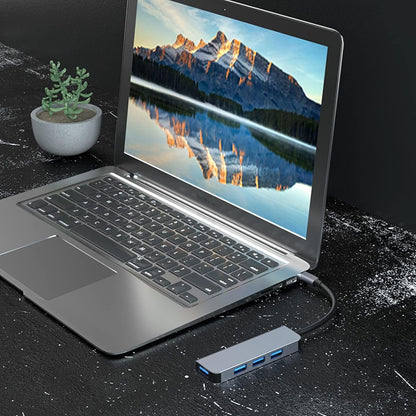 Hub USB / USB-C Techsuit H8 DataBridge, 4in1, Sivi