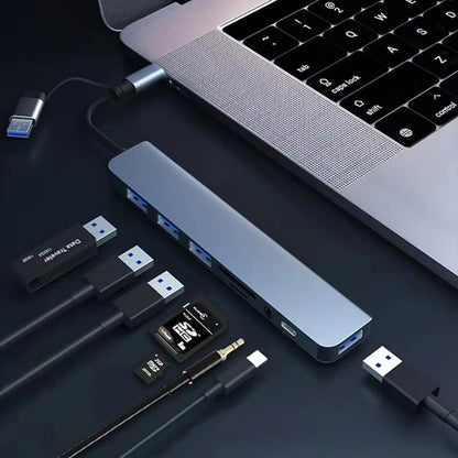 Hub USB / USB-C Techsuit H9 DataBridge, 8in1, Sivi