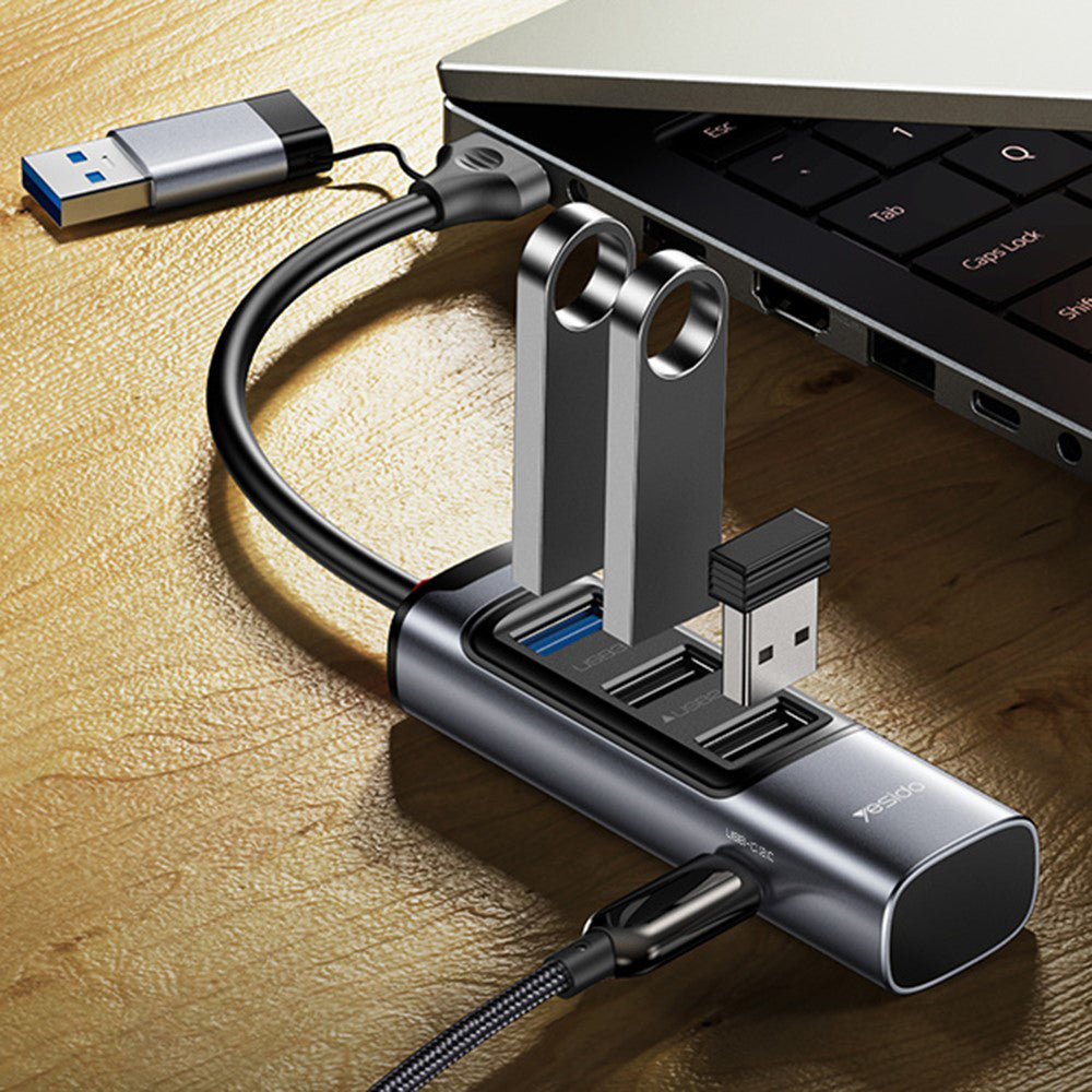 Hub USB / USB-C Yesido HB19, 4in1, Sivi