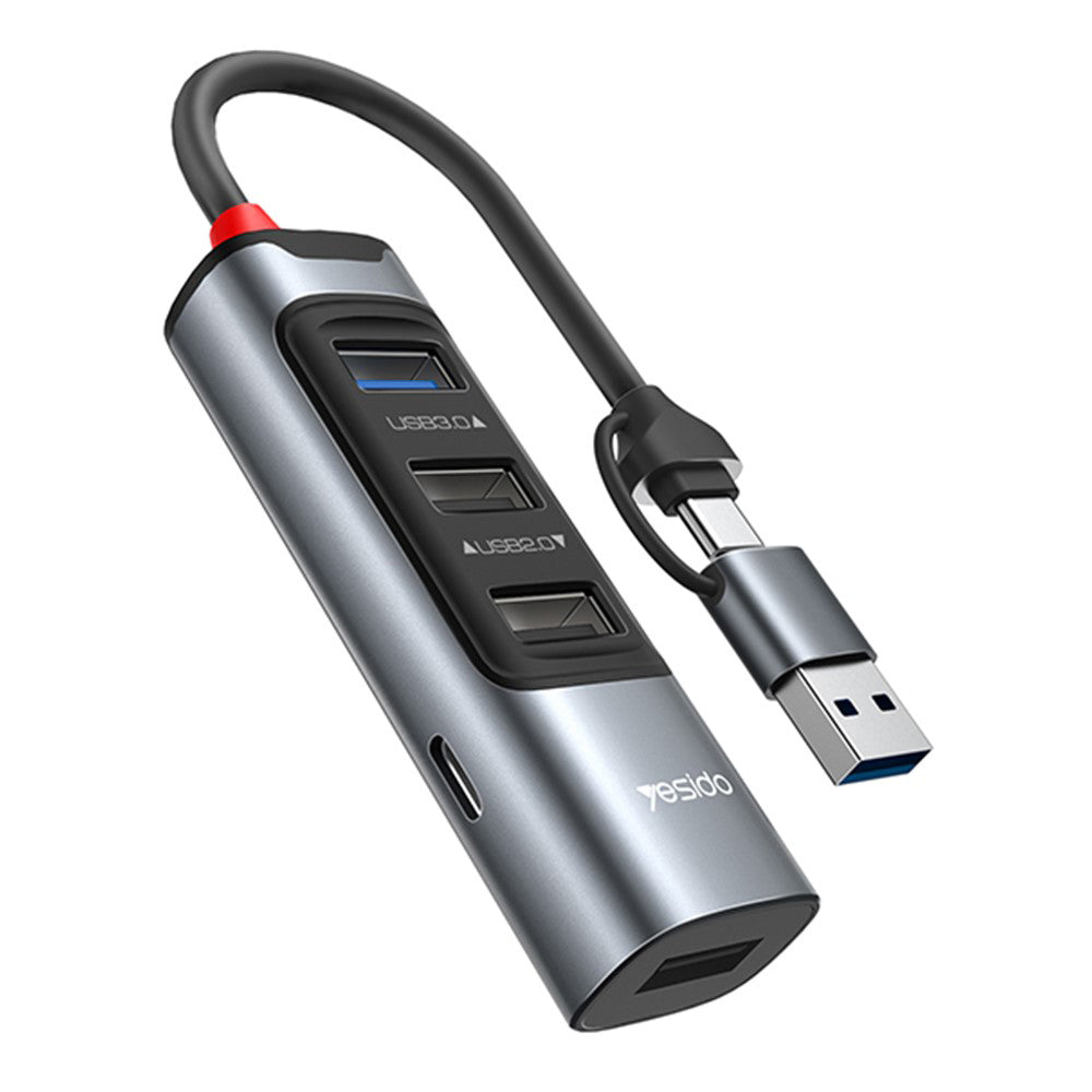 Hub USB / USB-C Yesido HB20, 5in1, Sivi