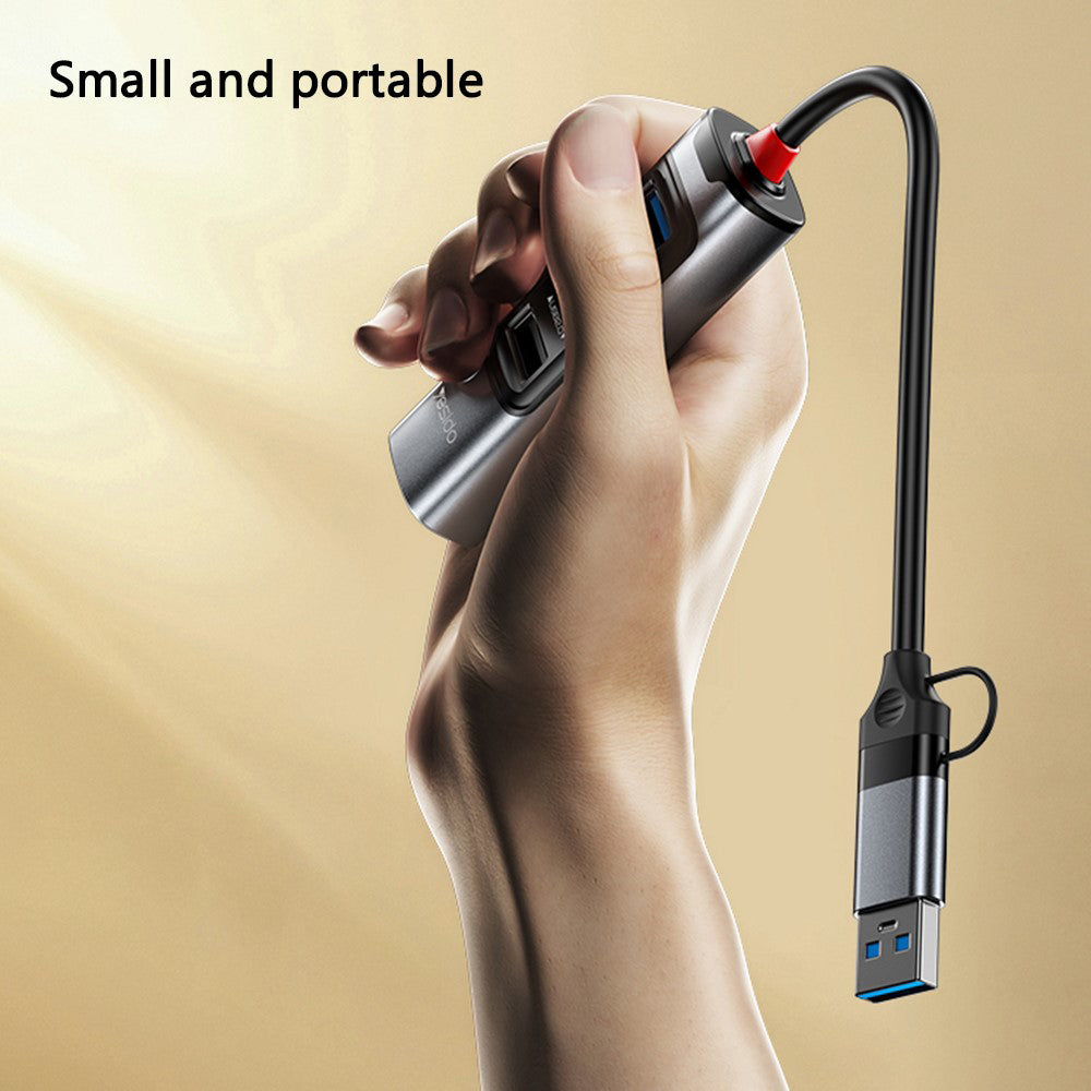 Hub USB / USB-C Yesido HB20, 5in1, Sivi