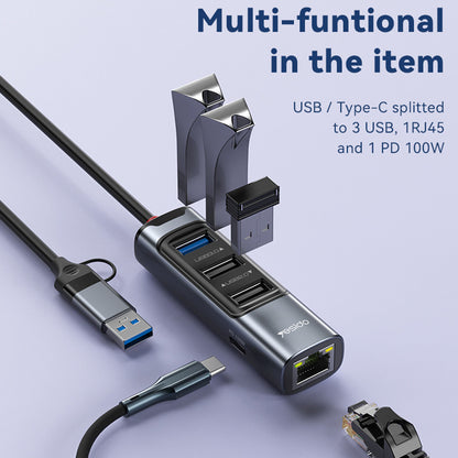 Hub USB / USB-C Yesido HB21, 5in1, Sivi